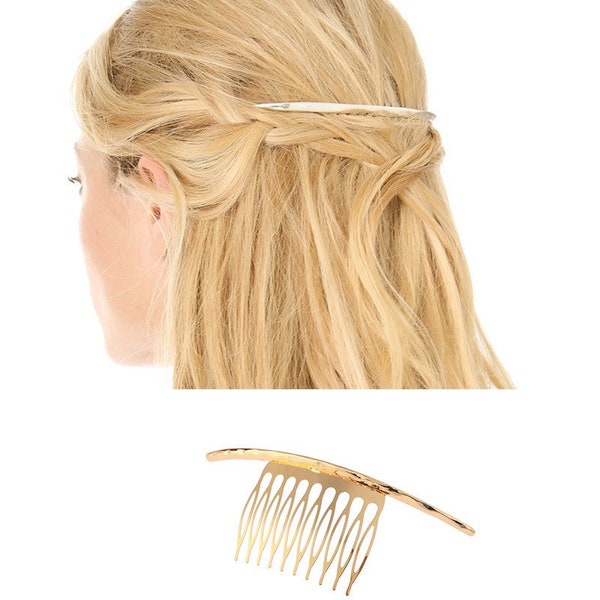 Minimalistischer Gold/Silber Halbmond Haarkamm, Braut Haarkamm, Hochzeit Haarkamm, Haarschmuck für Frauen, Antik Metall Haarspange