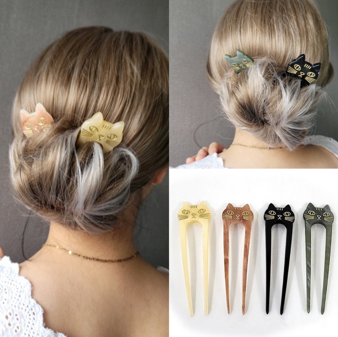 Cat Hair Stick Pin, Hair Slide, Modern Hair Pin,hair Bun Holder, Hair