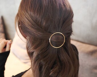 Geometric Gold/Silver Metal Hair Clip, French Barrette, Half Hair Bun Holder, Hair Accessories For Women and Girls, Valentine's Gift for Her