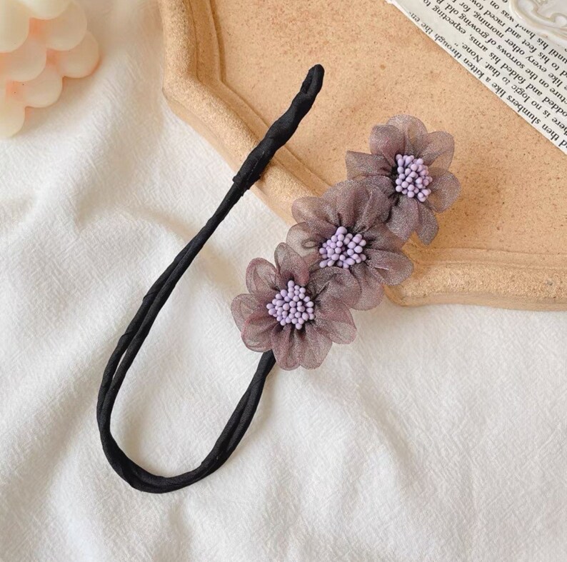 Hair Bun Maker Tool With Organza Flowers for Women Girls Etsy UK
