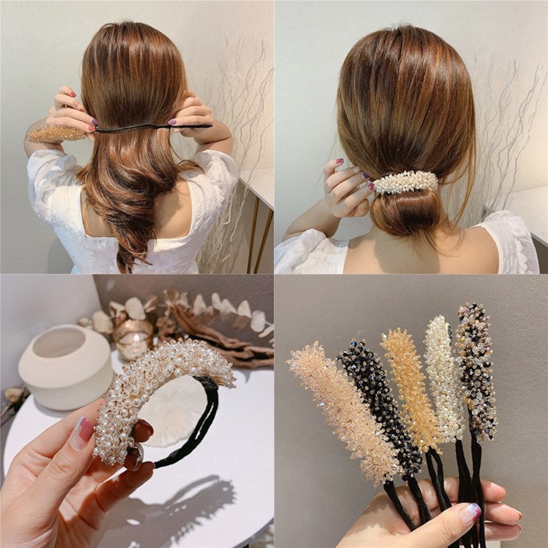 Alloy Twist Cross Pearl Bun Hairpin Ponytail Holder Hair Accessories Simple  Cute