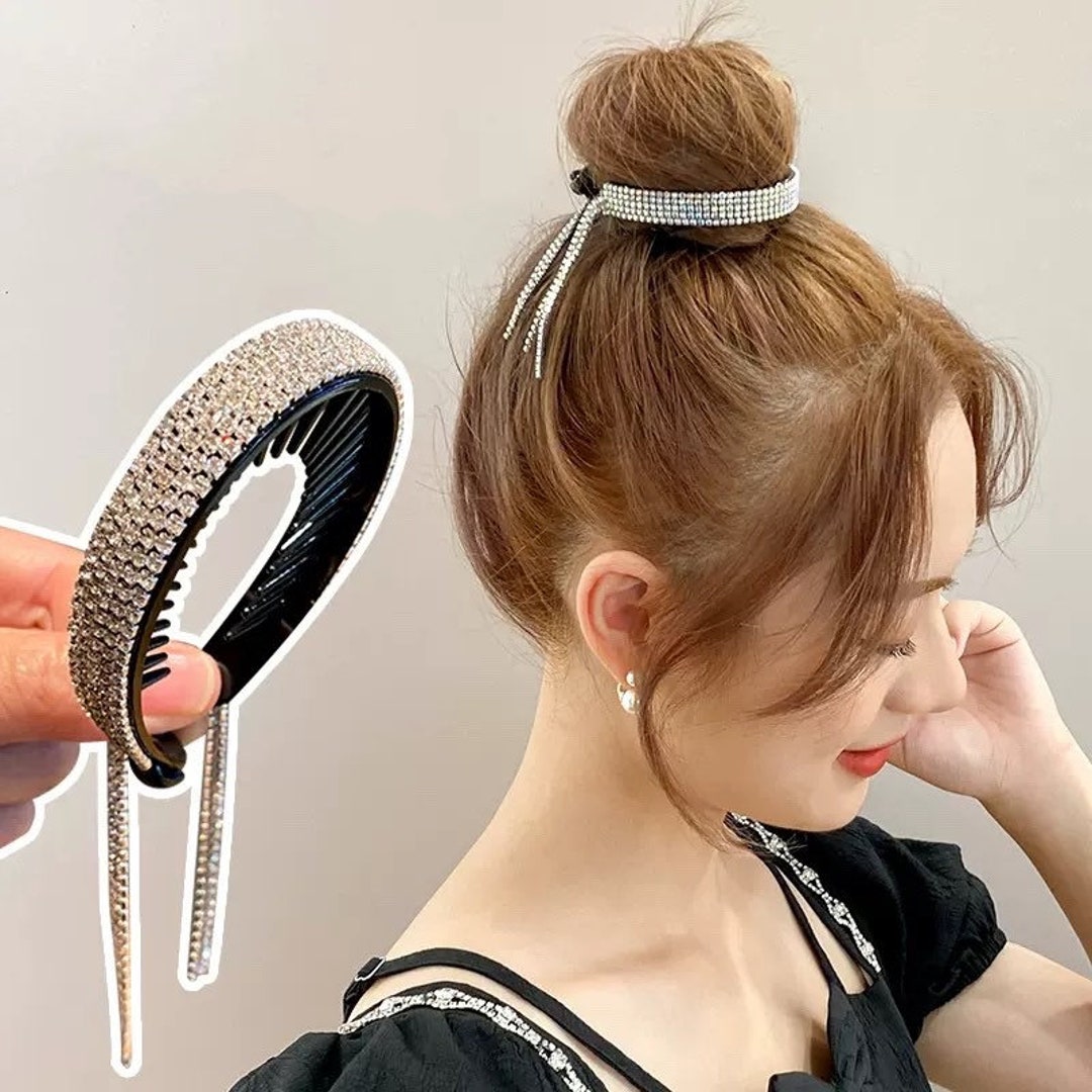 Rhinestone Tassel Bun Maker Ponytail Holder Crystal Bun Ring - Etsy Rhinestone Tassel Bun Maker Ponytail Holder Crystal Bun Ring - Etsy