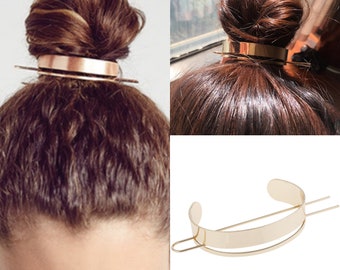 Support et outil minimalistes en métal pour chignon, cage à chignon dorée/argentée avec fourchette, épingles à cheveux en métal, accessoires cheveux pour femmes et filles, cadeau Royaume-Uni