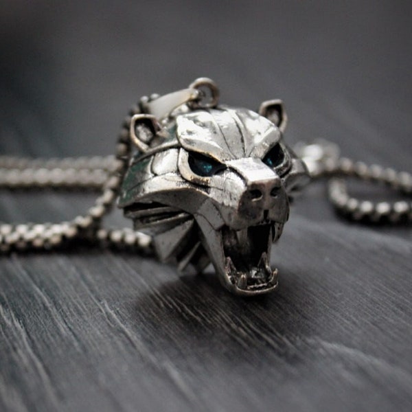 Bären Schule Halskette Medaillon Griffin Cat Manticore Medallion Kopf Anhänger Tiermagie Amulett