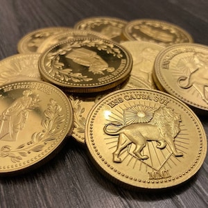 10 piezas de moneda de oro continental, marcador de juramento de sangre, moneda de adjudicador de cosplay, cruz, tarjeta continental, rosario