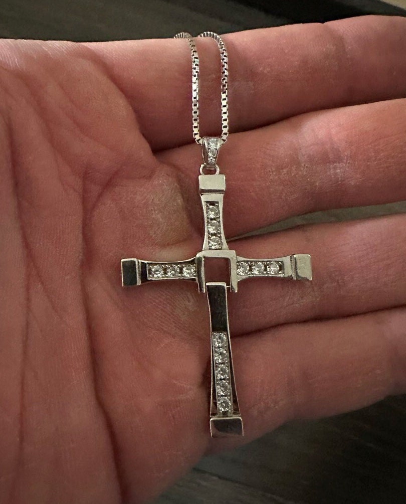 925 Sterling Silver Dominic Cross Toretto Chain Pendant Necklace