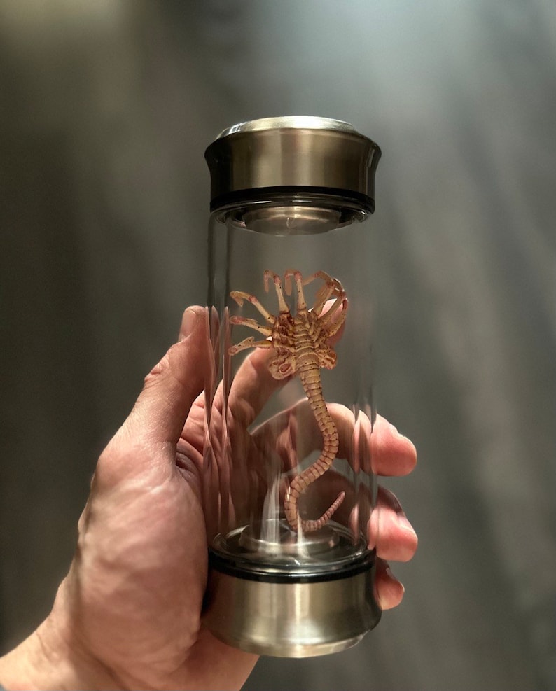 USA Alien in a test tube Embryo Glass Jar Prop Led light Red Green Blue Purple White Warm White pendant necklace Facehugger in tube