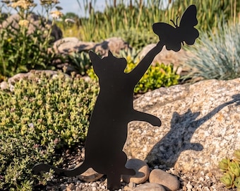 Cat with Butterfly Yard Stake - Metal Art SVG DXF (Digital Download)