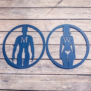 Letreros de baño para hombres y mujeres Dxf/Svg - Brightnite Metalworx Descarga digital - Láser CNC Plasma Waterjet - Svg - Dxf Arte de pared divertido para CNC
