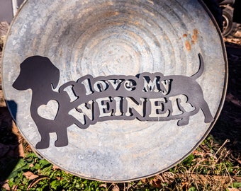 Amo a mi perro salchicha Arte de pared Dxf/Svg - Brightnite Metalworx Descarga digital Láser CNC Plasma Waterjet - Svg - Dxf Cachorro de perro salchicha para CNC