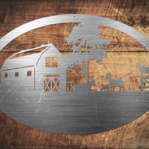FARM Sign Goats Dxf/Svg - Brightnite Metalworx Digital Download - Laser CNC Plasma Waterjet - Svg - Dxf - Farm - Tractor Barn for CNC