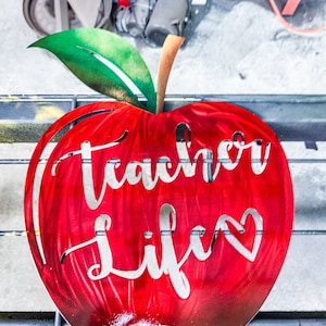 Teacher Life Apple Dxf/Svg - Brightnite Metalworx Download digitale - Laser CNC Plasma Waterjet - Svg - Dxf Wall Decor Regalo per CNC