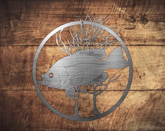 屏風  「魚釣り」直筆サイン付き Black Crappie Fish Dxf/svg - Brightnite Metalworx Digital