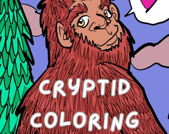 Cryptid Coloring Pack, 14 cryptid coloring pages, Jersey Devil, beast of bray road, Loveland frog, Sasquatch, Nessie, Chupacabra, Mothman