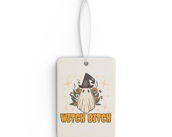Odświeżacz powietrza do samochodu Witch Bitch, uroczy upiorny prezent gotycki, zabawny odświeżacz powietrza Witchy, akcesoria samochodowe na Halloween, aromaterapia Witchy, samochód gotycki