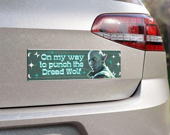 Car Magnets, &quot;On My Way to Punch the Dread Wolf&quot; Geeky Car Accessories, Fantasy RPG Nerdy Gift for Solavellan Fans, Dragon Age RPG Gamer