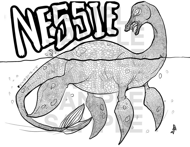 Nessy Colouring In Loch Ness Monster Nessie Cryptid Adult Coloring Page Stress - Etsy Hong ...