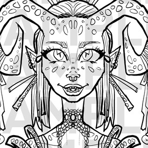 Sexy Devil Girl Coloring Page, Horned Chick, Anime Girl, Kawaii, Manga