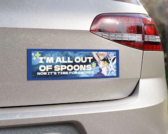 Car Magnets- All out of spoons its time for swords Funny Sailor Uranus Spoonie Gift Anime Nerd All Out of Spoons Spoonie Magnet