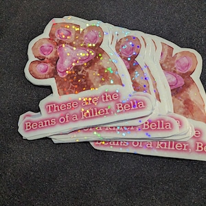 These are the Beans of a Killer Bella holographic kitty Twilight stickers/magnets - silly sparkly fun