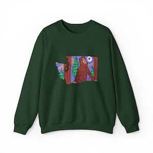 Washington Sasquatch wA Bigfoot big foot PNW pride cryptid Unisex Heavy Blend™ Crewneck Sweatshirt
