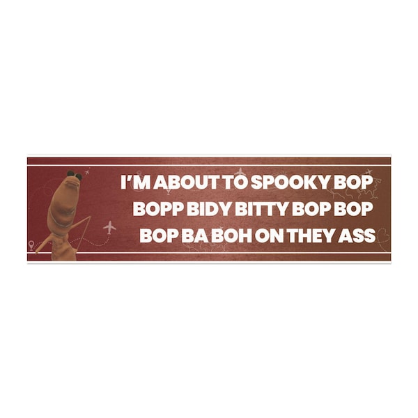 Funny Bumper Sticker Style Car Magnets - Marcus the Worm Spooky Bop Phrase, Car Magnet