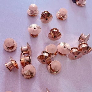 Rose Gold Locking Pin Backs | Brass Locking Clutch | Pin Keepers | Pin Back