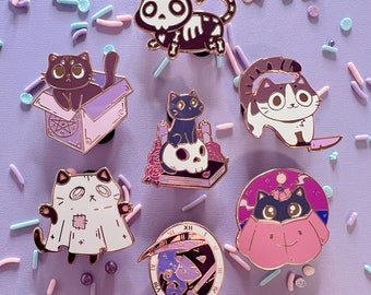 Spooky Cats - An Enamel Pin Set | 1.5" Rose Gold Hard Enamel Pin