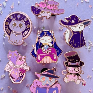 Magical Cats - An Enamel Pin Set | 1.5" Rose Gold Hard Enamel Pin