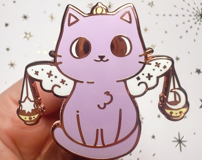 Libra Zodiac Cat Pin