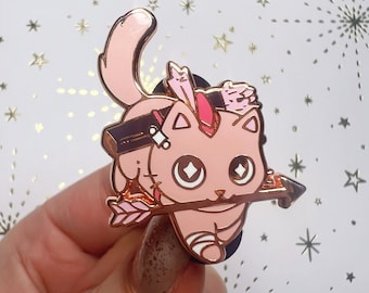 Sagittarius | Zodiac Cat Pin | Rose Gold Hard Enamel Pin 1.5”