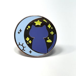 Moon Cat - Hard Enamel Lapel Pin 1.5”