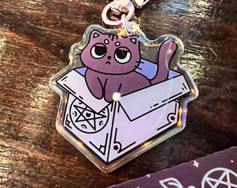 Purr Evil | 2” Keychain Charm | Rose Gold Star Clasp