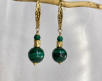 Malachite earrings and gold-plated 925 silver