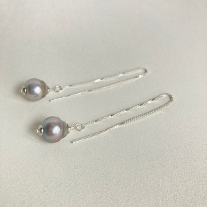 Natural Tahitian Pearls and 925 Silver Earrings