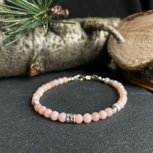 Natural Pink Opal Bracelet and 925 Silver
