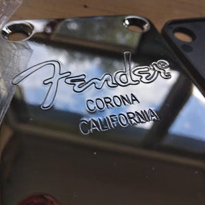 Engraved Chrome Guitar Neck Plate: Custom Shop Restoration image 3