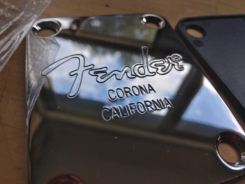 Engraved Chrome Guitar Neck Plate: Custom Shop Restoration image 3