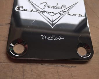 Engraved Custom Shop USA Chrome Guitar Neck Plate: Reproduction