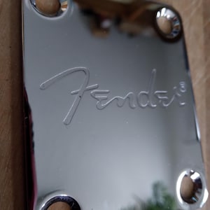 Engraved Electric Guitar neckplate, Metal Chrome Silver, Custom Shop guitar neckplate, Restoration guitar neckplate, guitar neck plate.