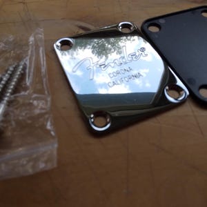 Engraved Chrome Guitar Neck Plate: Custom Shop Restoration image 2