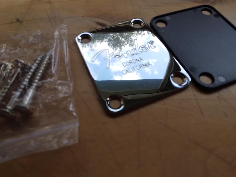 Engraved Chrome Guitar Neck Plate: Custom Shop Restoration image 2