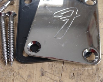 Engraved Chrome Guitar Neck Plate: Reproduction