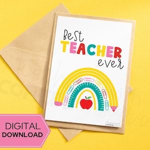 Carte d'appréciation des enseignants imprimable | Carte d'enseignant imprimable pour la semaine d'appréciation des enseignants | Cadeau d'appréciation du professeur mignon