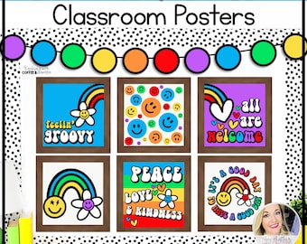 Rainbow Retro Classroom Decor | Classroom Printable Posters | Bright Classroom Decor