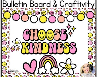 KINDNESS DECOR- Choose Kindness -Retro Classroom- Bulletin Board Kit