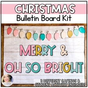 Christmas Bulletin Board or Door Kit | Merry & Oh So Bright Neutral Color Theme