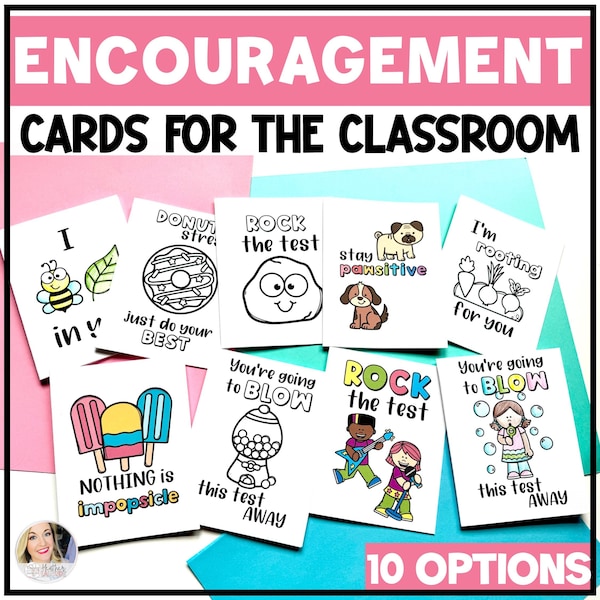 Testing Motivational Cards - Test Encouragement Notes - Encouragement Cards for Kids - Printable - State Testing
