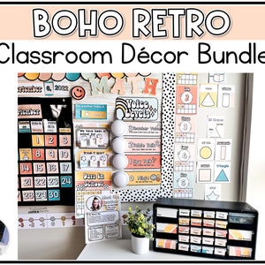 Retro Boho Classroom Decor Bundle