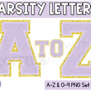Varsity Letters | Light Purple | Varsity Letter PNG Alphabet | Bulletin Board Letters